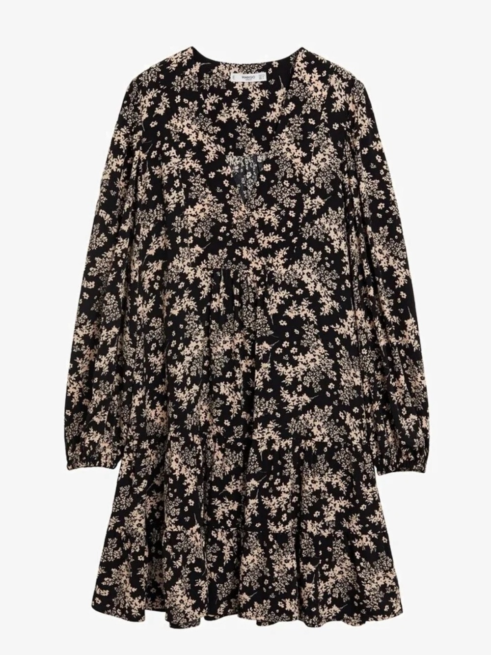 ⚡️MNG Black Floral Long Sleeve Tiered Dress